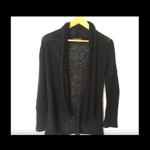 Wooden Ships Black Open Knit Mohair Cardigan
